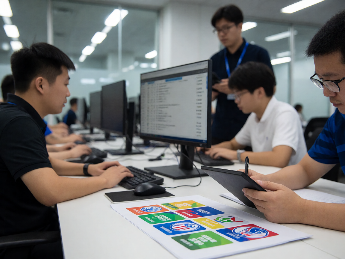 体育资讯编辑团队在新闻室进行赛事报道和内容创作